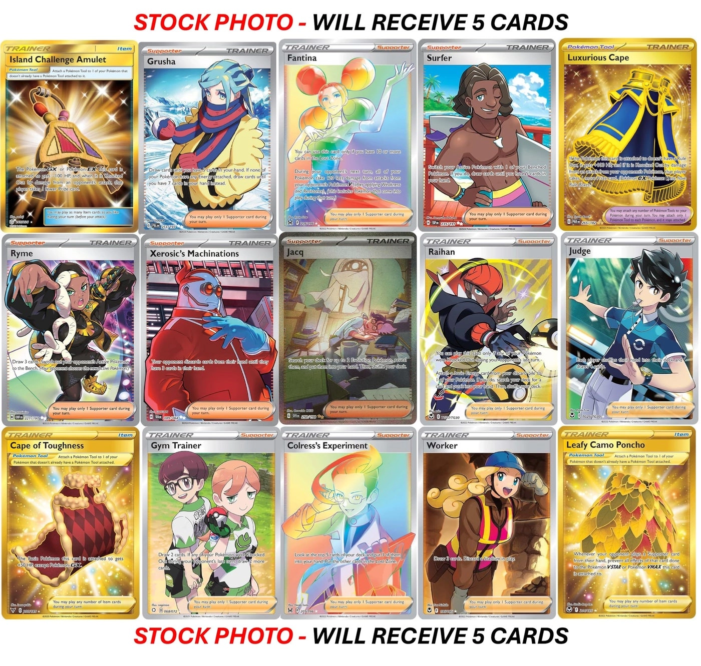 Full Art Trainer Card Lot - 5pcs