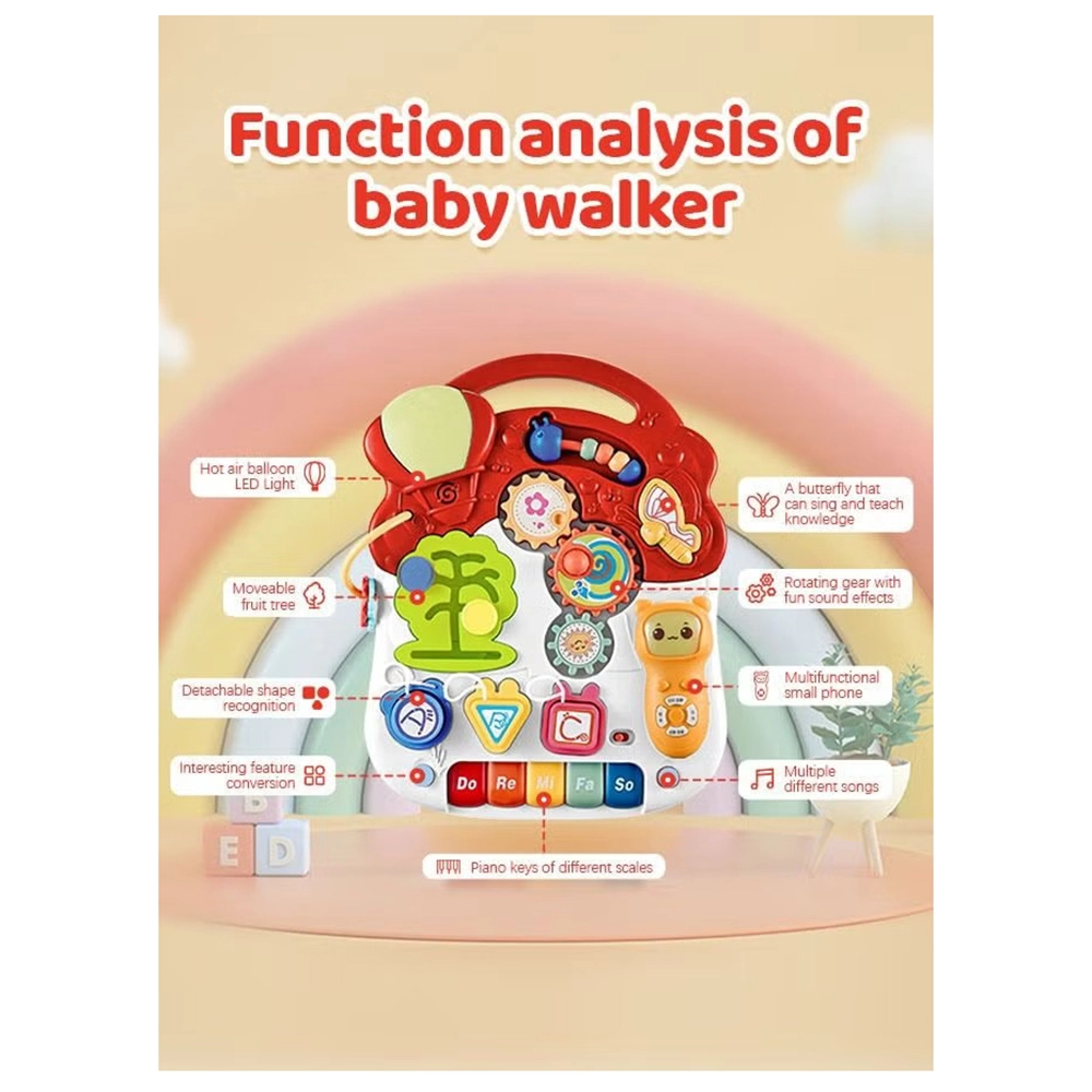 3-In-1 Baby Walker Rotating Chair & Table Playset - Pink Suitable for 6 months and above