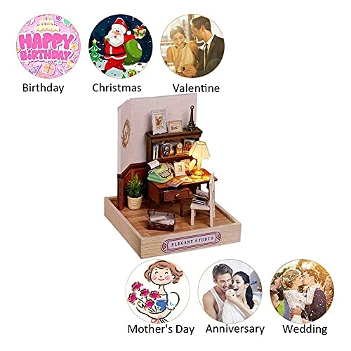 Miniature Wooden Dollhouse Furniture Kit - Creative Room 1:24