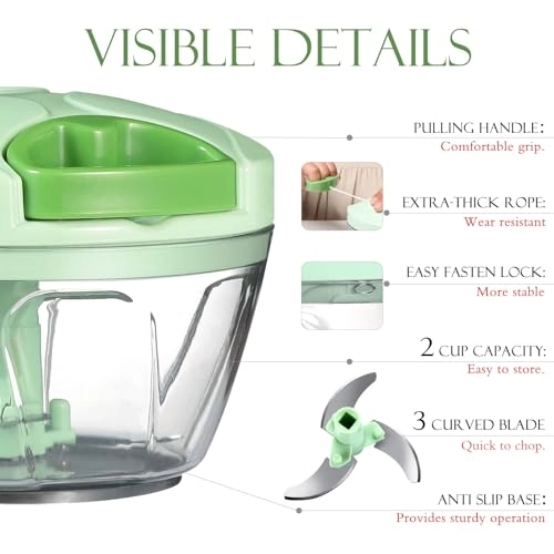 Manual Food Processor - 16.9 Fluid Ounces three blades