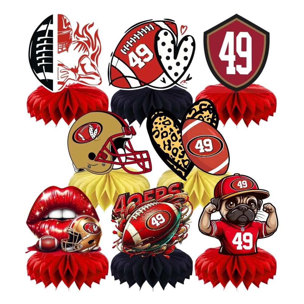 wpvtra Football Honeycomb Table Centerpiece - 8Pcs Birthday Party