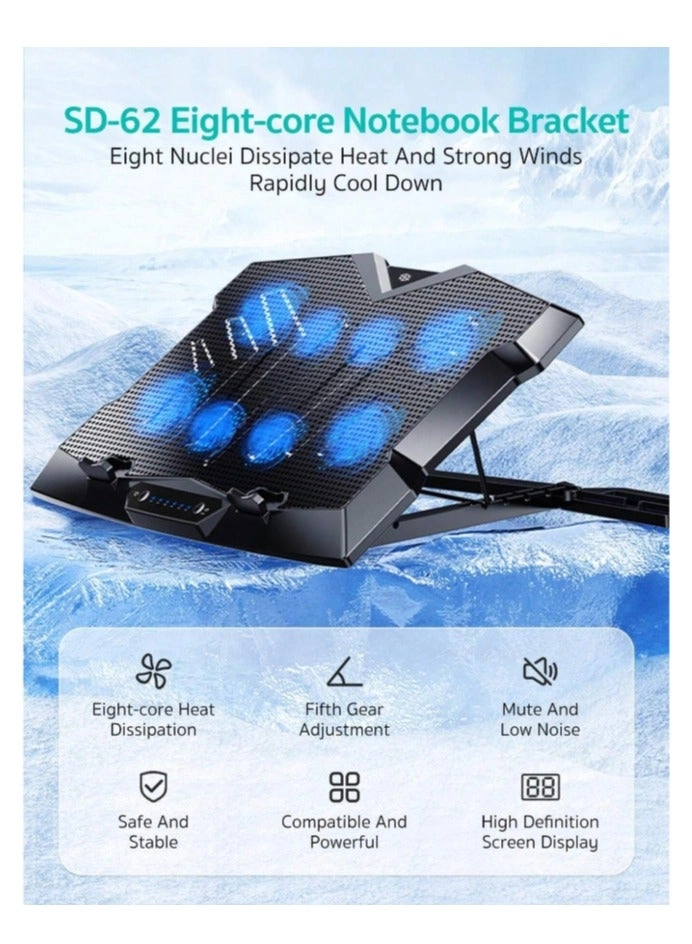 8 CORE COOLING LAPTOP STAND - 8 15.6-17.3 Inch