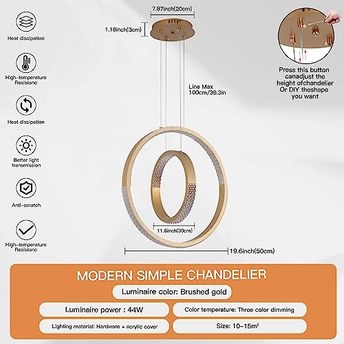 15046 Modern LED Chandelier - warm neutral white Dimmable