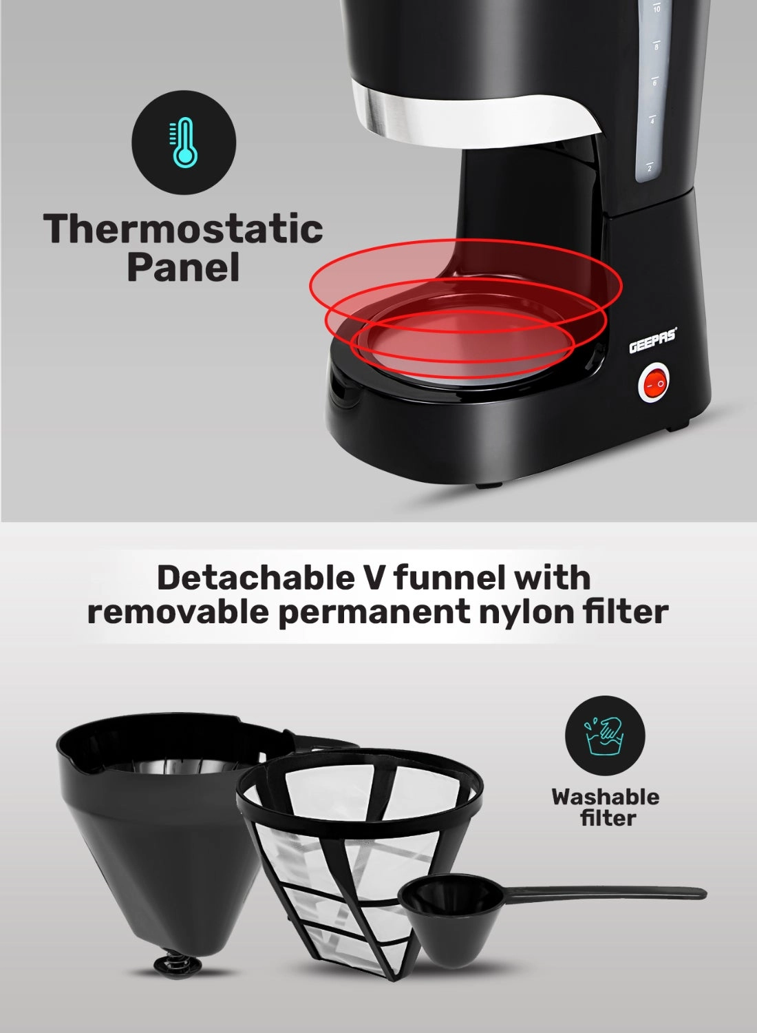 Filter Coffee Maker 1.5L Keep Warm Anti-Drip GCM6103