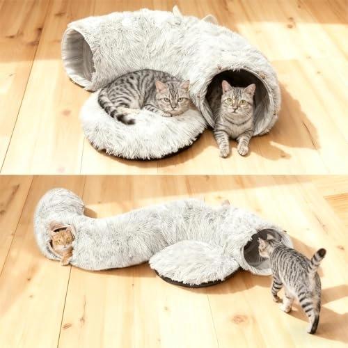 2-in-1 Cat Tunnel and Bed - 36"W x 36"D x 11.5"H Polyester