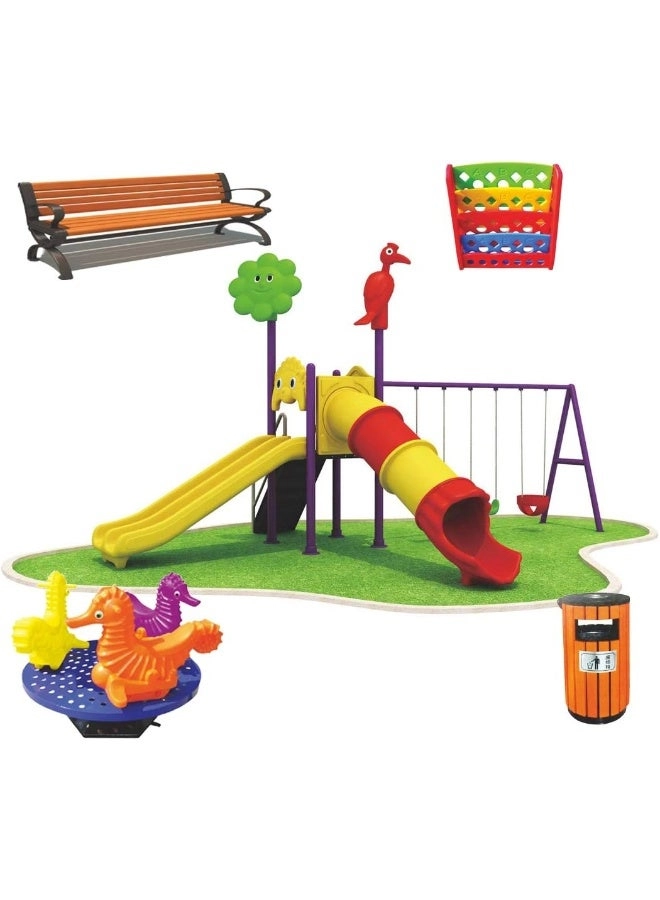 Multi Purpose Kids Outdoor Playing Equipments - 770x320x280cm 2+ Years