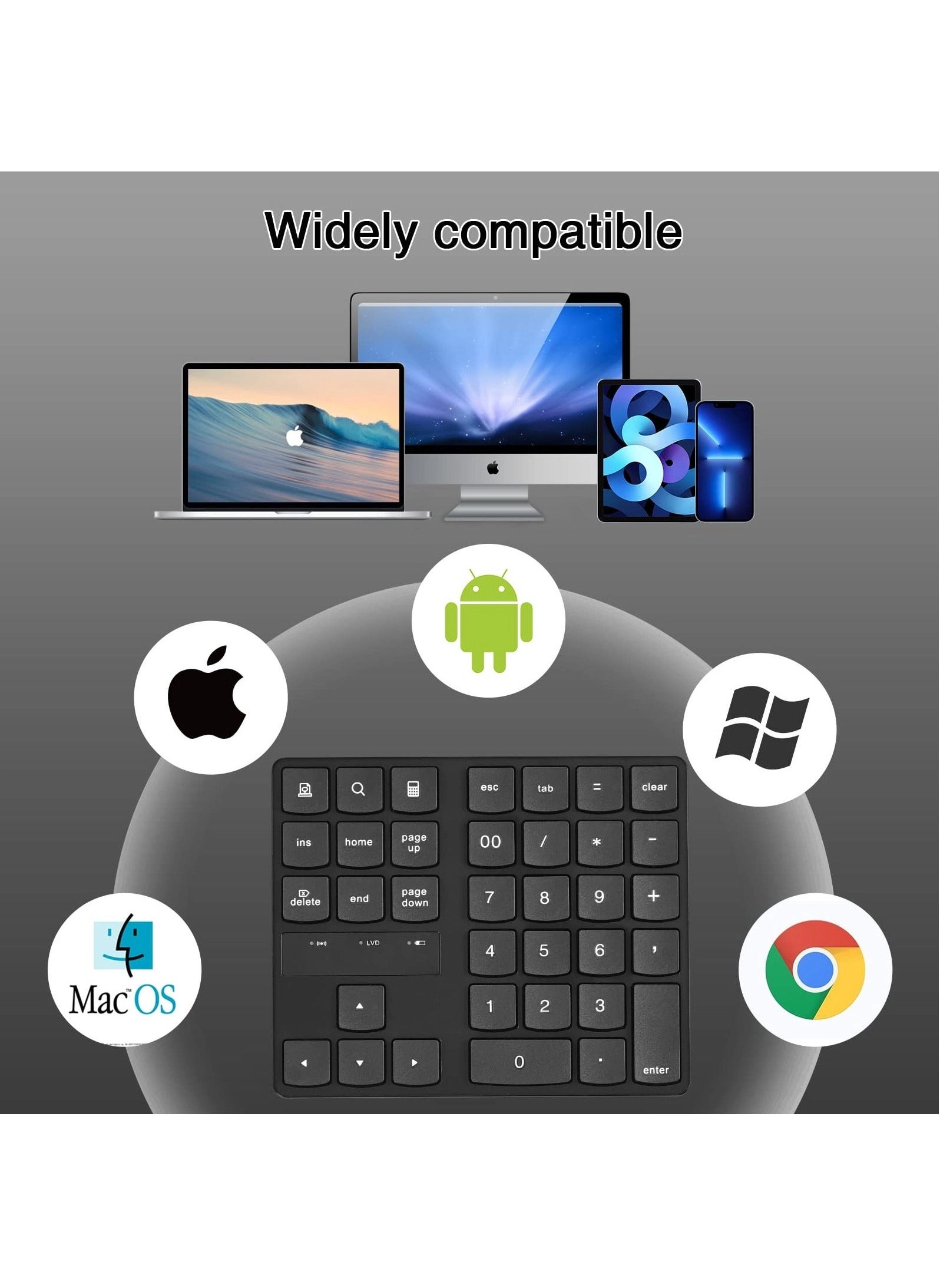 Wireless Number Pad - 2.4G 35 Keys 250 milliAmpere * hour