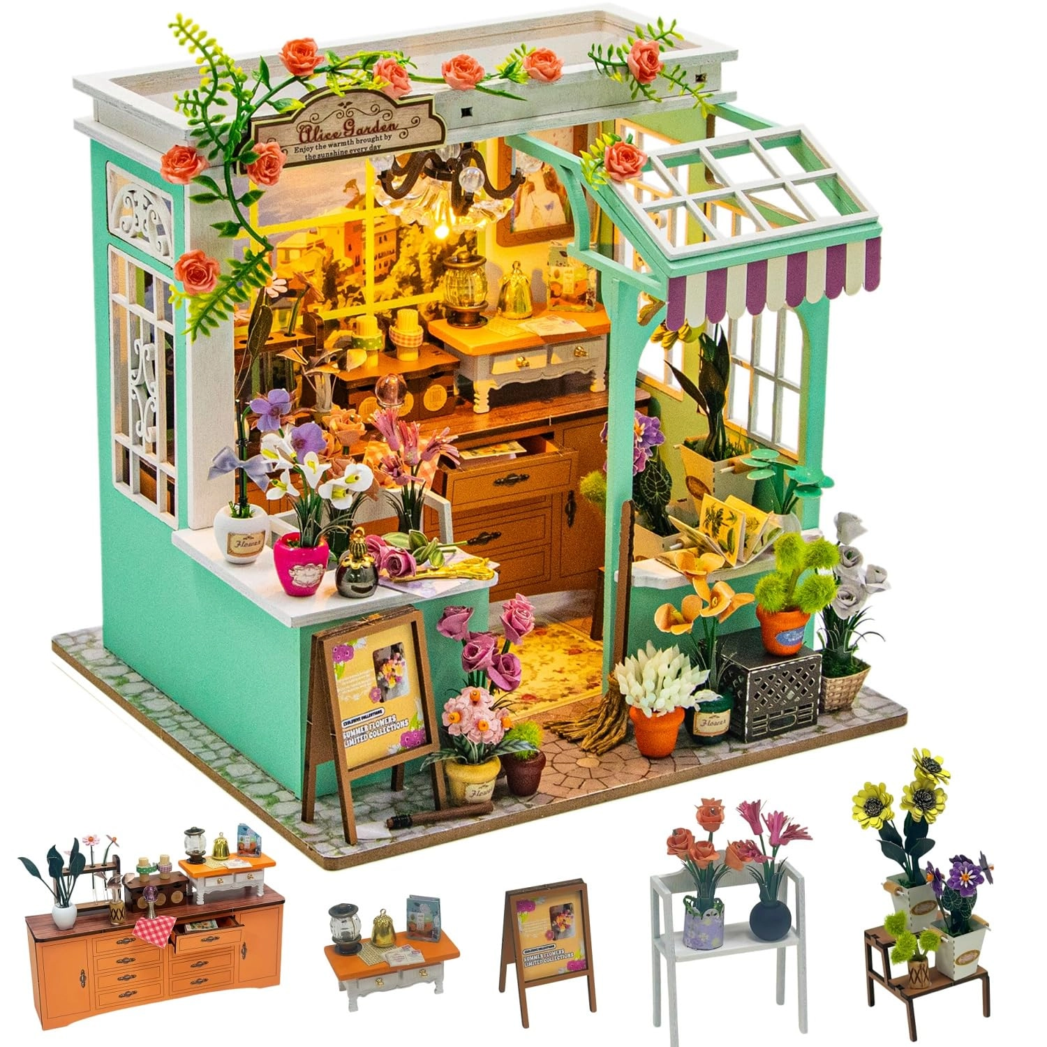 Miniature Wooden Dollhouse Building Kit - 3D Mini Coffee House
