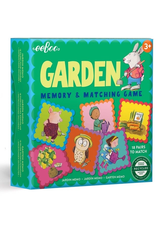 eeBoo Garden Little Square Memory & Matching Game - Ages 3 and up 18 Pairs to Match