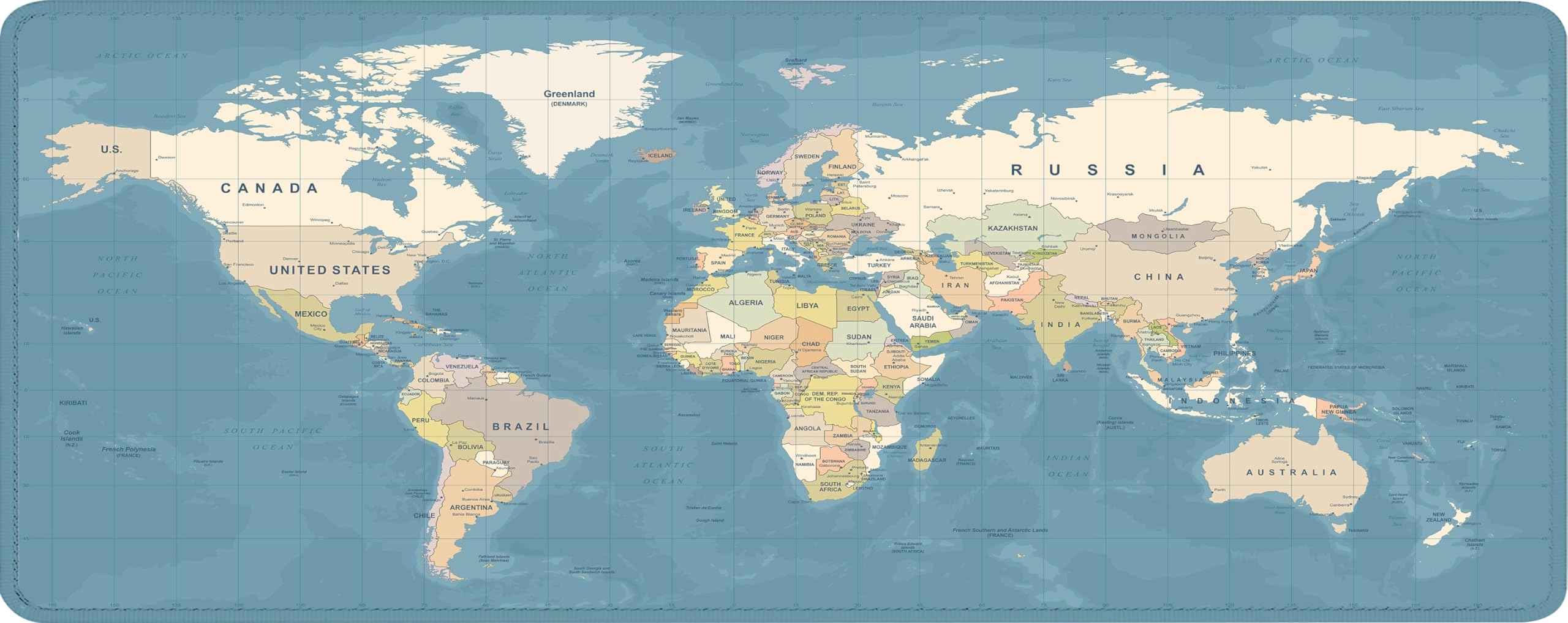 TECH8 USA World Map XL Mouse Pad Black - 78.74x30.48 cm