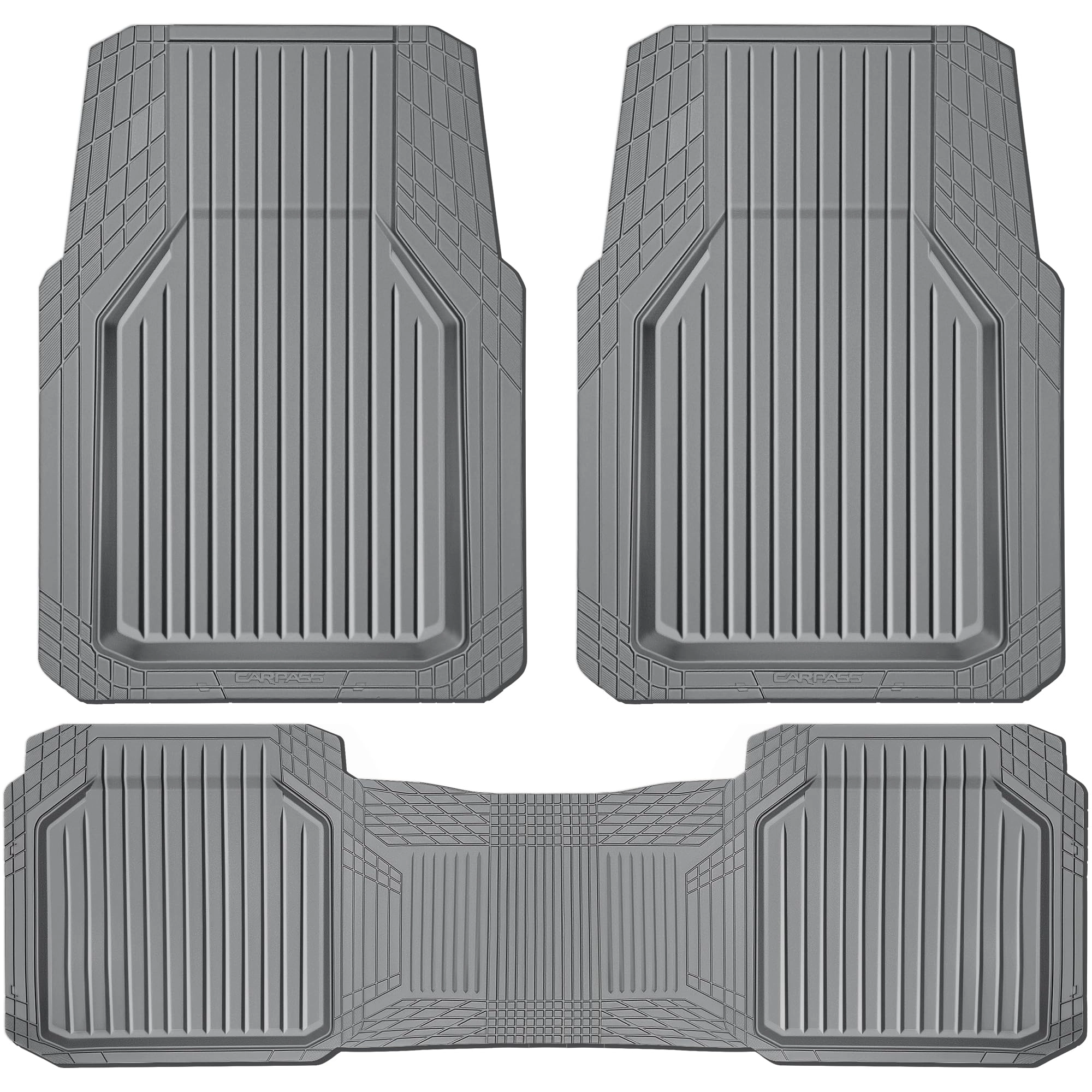 Heavy Duty Rubber Floor Mats - Universal Fit 3pcs Black Purple