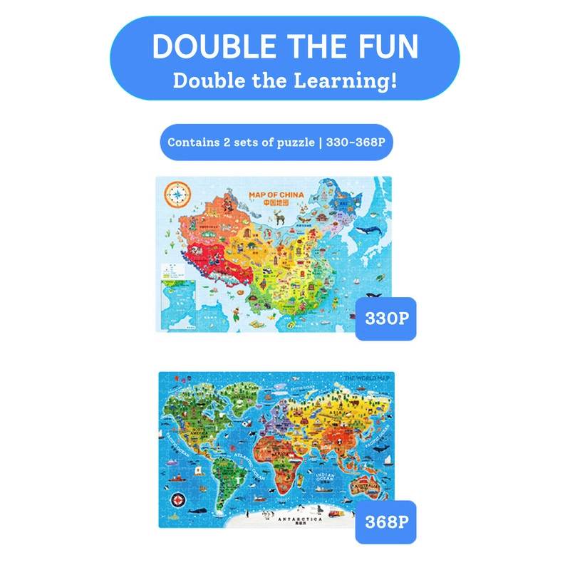 World Map 2-in-1 Puzzle (30654455-MD1519) - 698 pcs