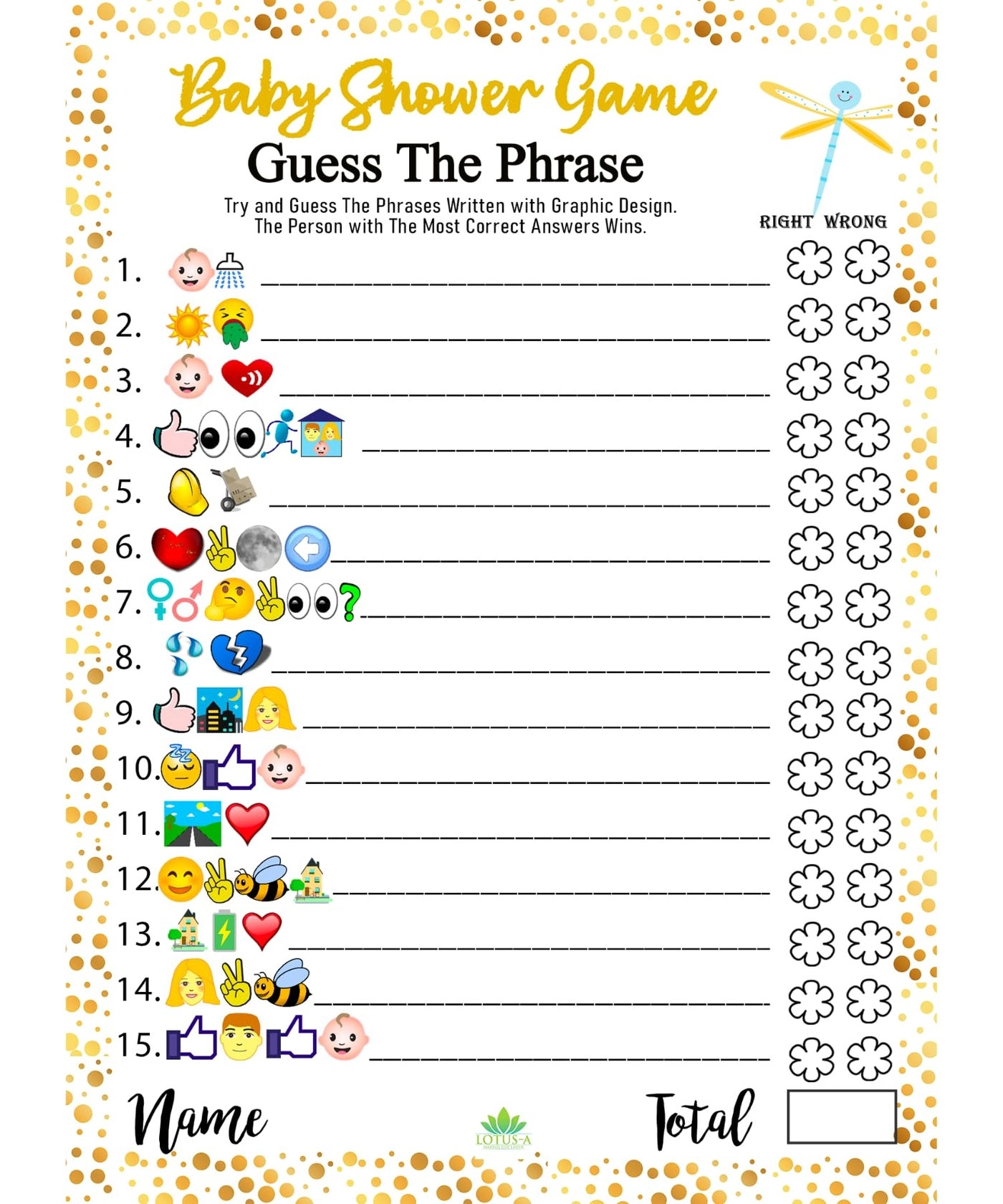 LOTUS-A Baby Shower Games - 30 cards