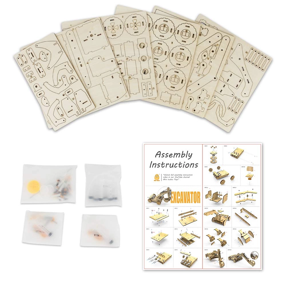 Wooden Excavator - 3D Air Pressure System 3 Replaceable Gripper