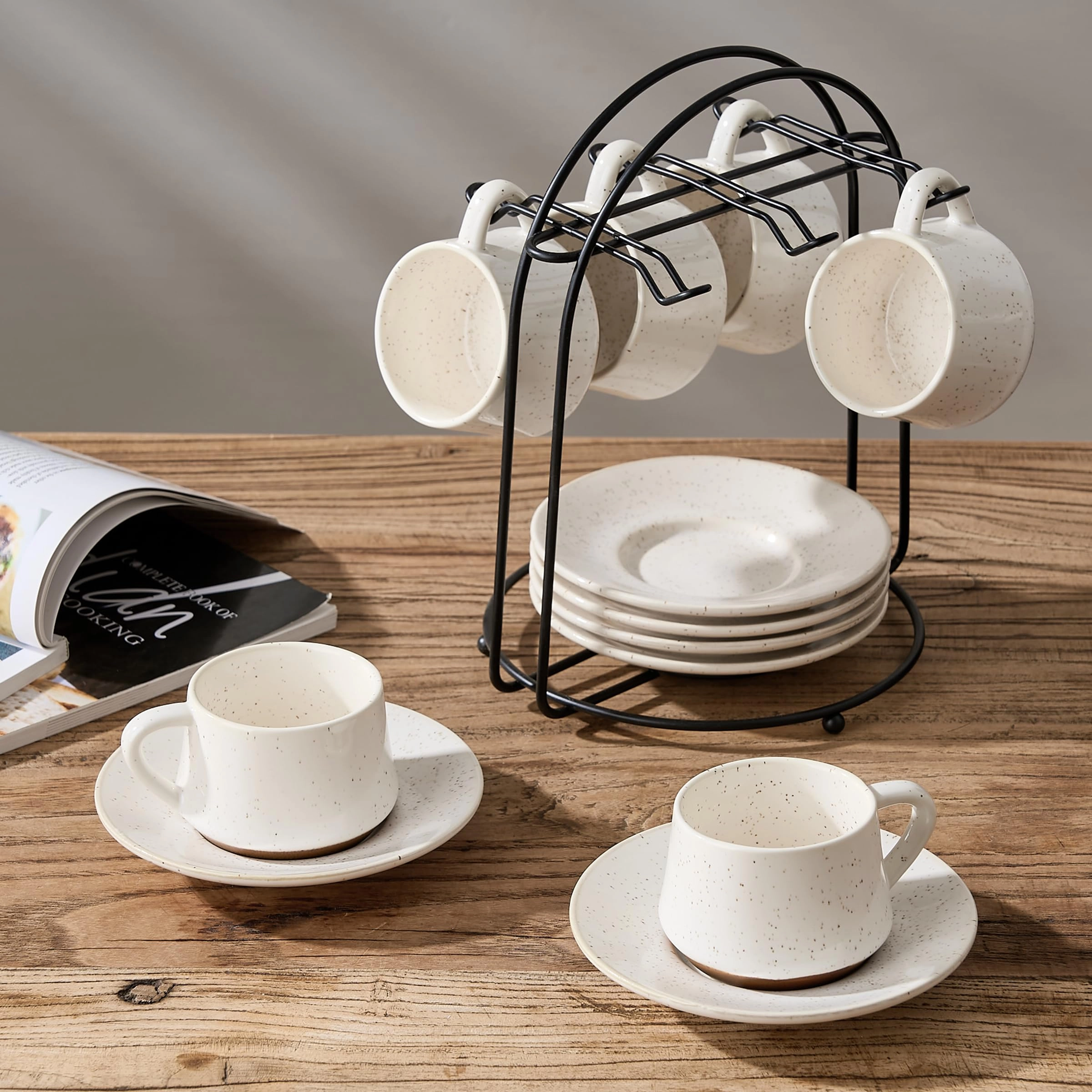 Ceramic Coffee Cup & Saucer - 13 pcs - Irregular Dot - 130 ml