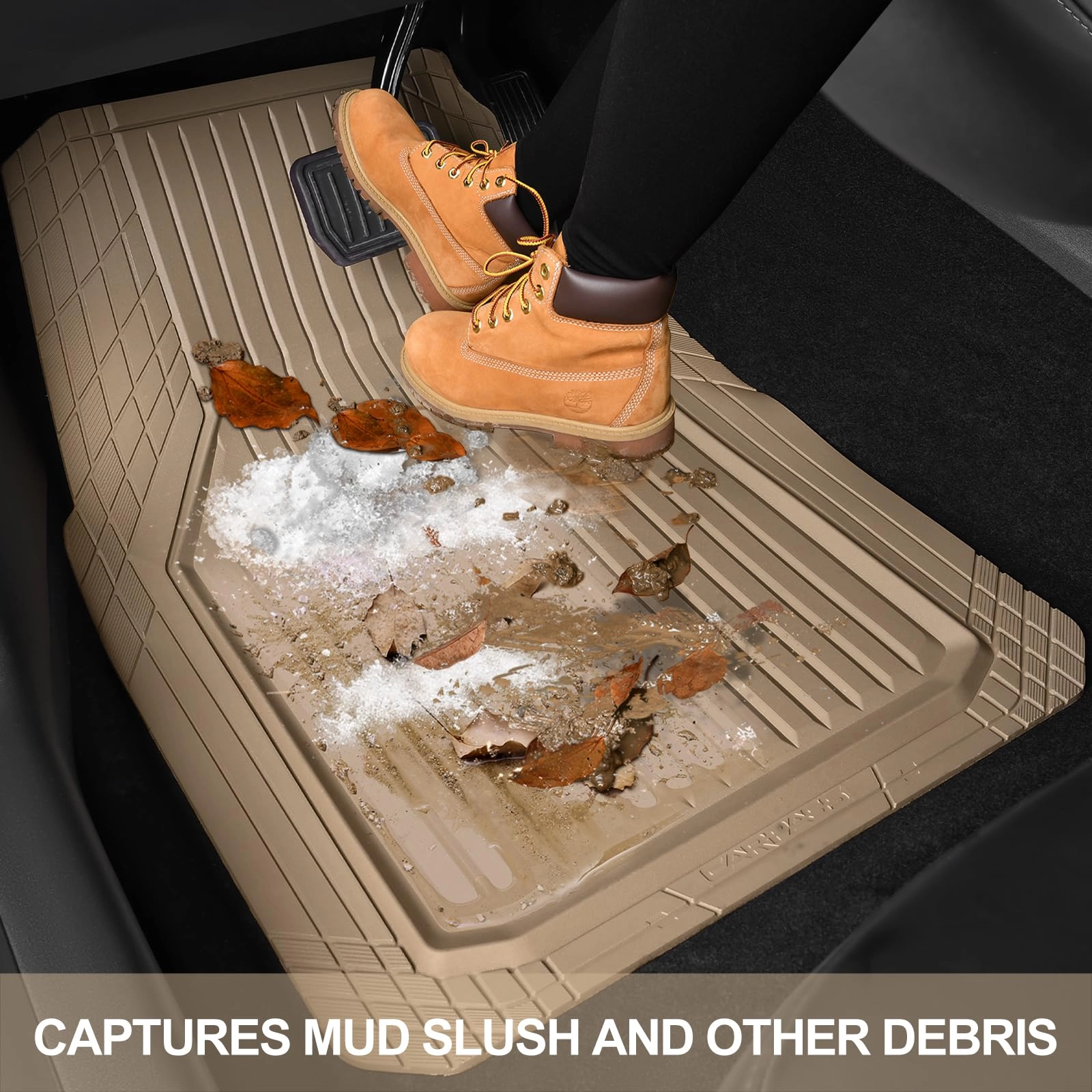 Heavy Duty Rubber Floor Mats - Universal Fit 3pcs Black Purple
