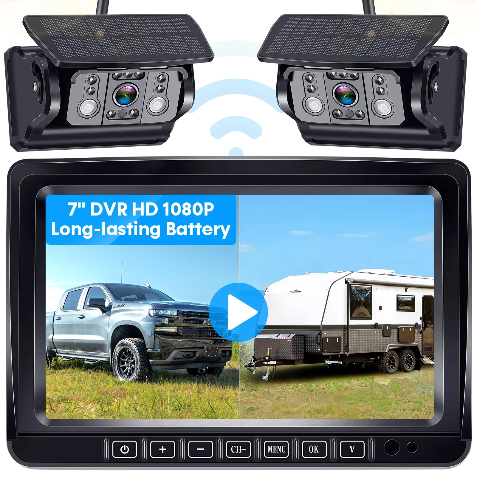Shenzhen Yuweixin Electronic Co., Ltd Dual RV Wireless Backup Camera - Night vision Wireless 1080P