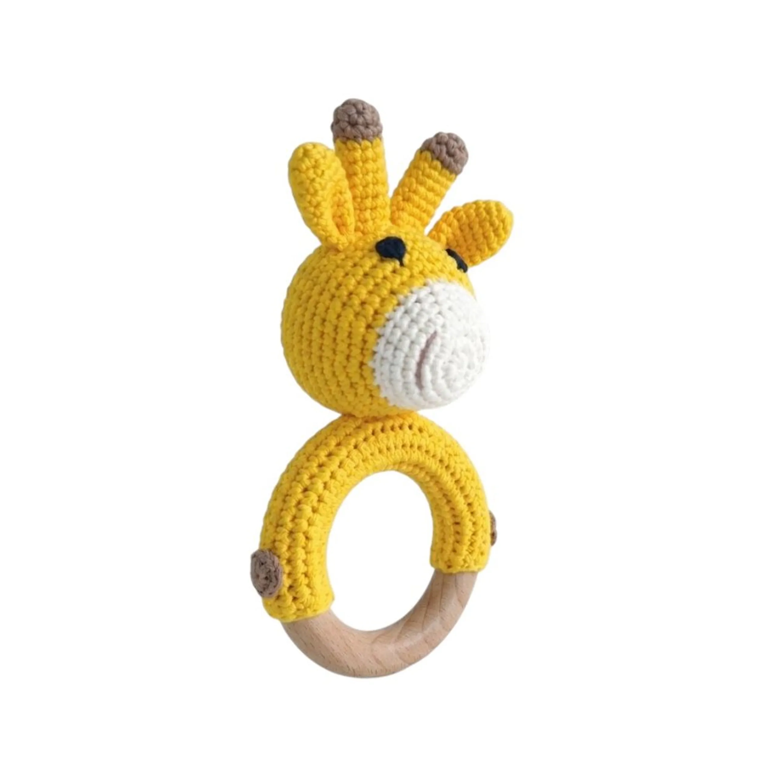 Crochet Wooden Teething Ring Rattle