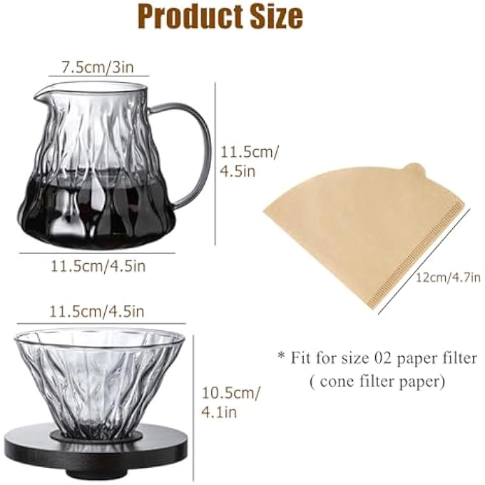 Pour Over Coffee Maker Set - 600 Ml 13 Cup 50 Pcs V60 Paper Filter