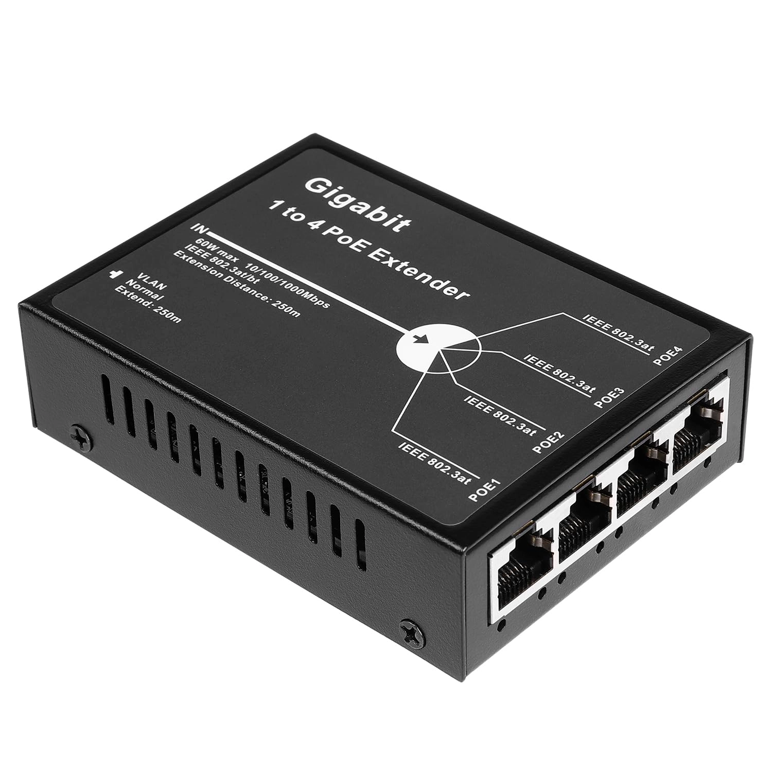 Revotech POE5004G-V2 - 48V 30W 4 IEEE802.3af/at/BT 10/100/1000Mbps 60W