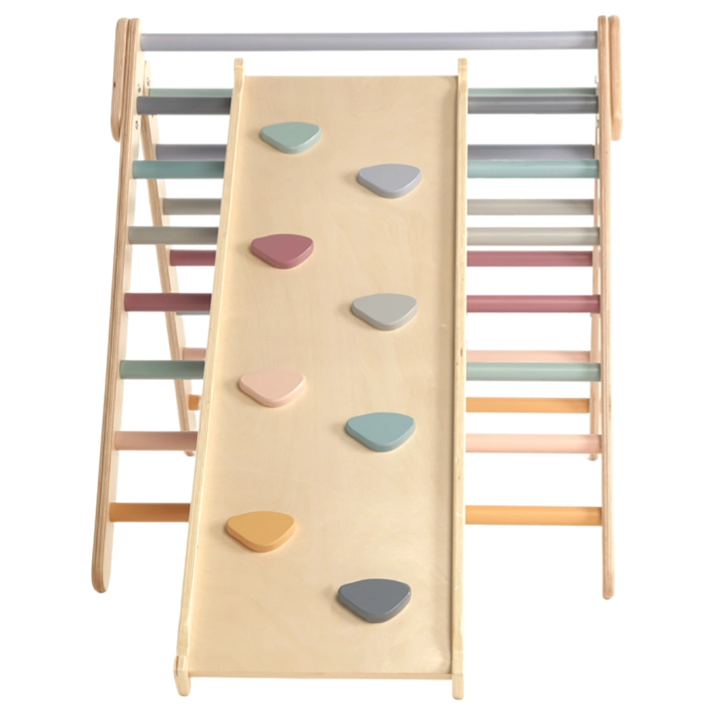 Pikler Triangle - Foldable Natural 80 x 90 x 102 cm + Reversible Ramp - 116 x 41 cm