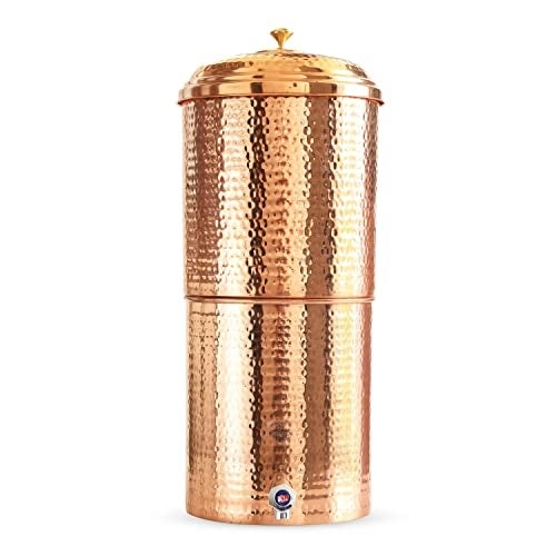 INDIAN ART VILLA Copper Hammered Design Filter Water Dispenser Pot - 15 LTR