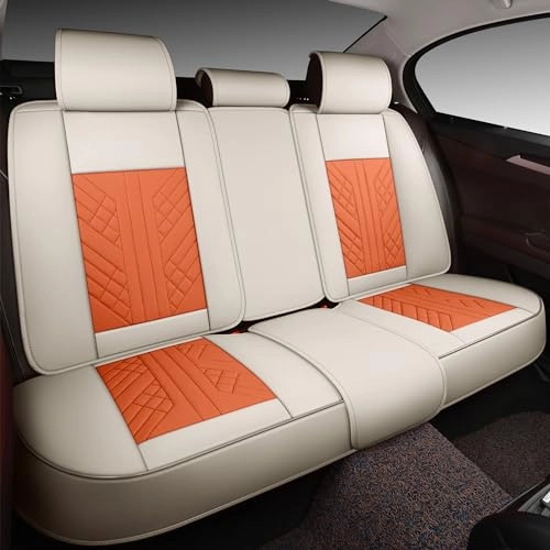 Bench Seat Cover - Universal Fit Faux Leather White And Orange
