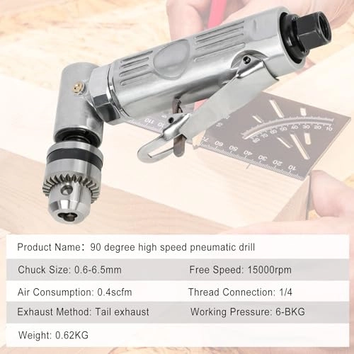 1/4'' 90 Degree Air Drill - 0.25 Inches Air Powered