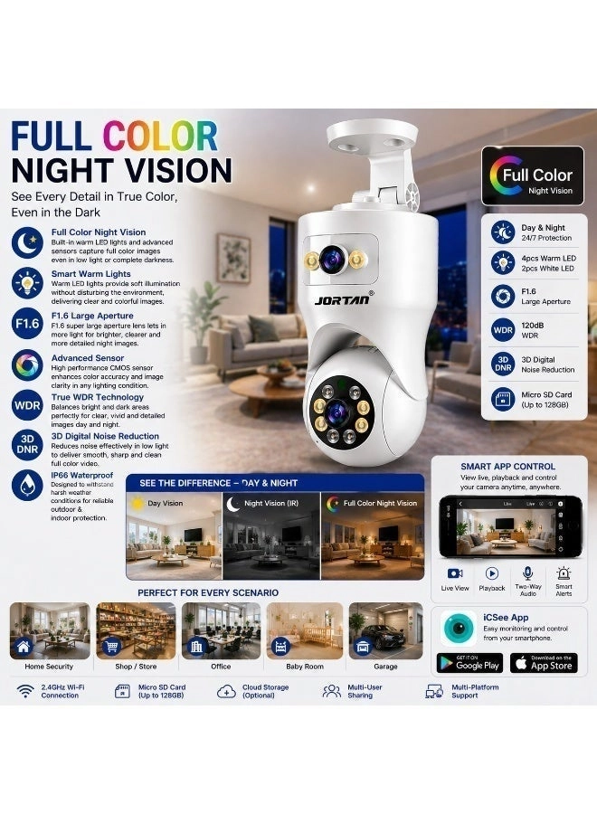 Wireless dual-lens surveillance camera 4+4MP + 3MP
