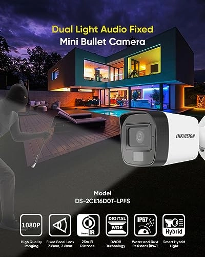 4 Channel Turbo HD DVR + 2 MP Outdoor Dual Light CCTV Camera + 1 TB HDD + CCTV Cable Bundle + 4 Channel Power Supply + BNC & DC Connectors + HDMI Cable