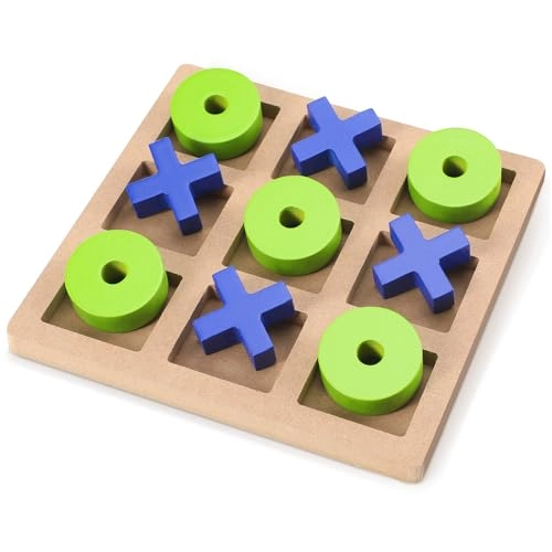 Tic Tac Toe - Wood Blue Green