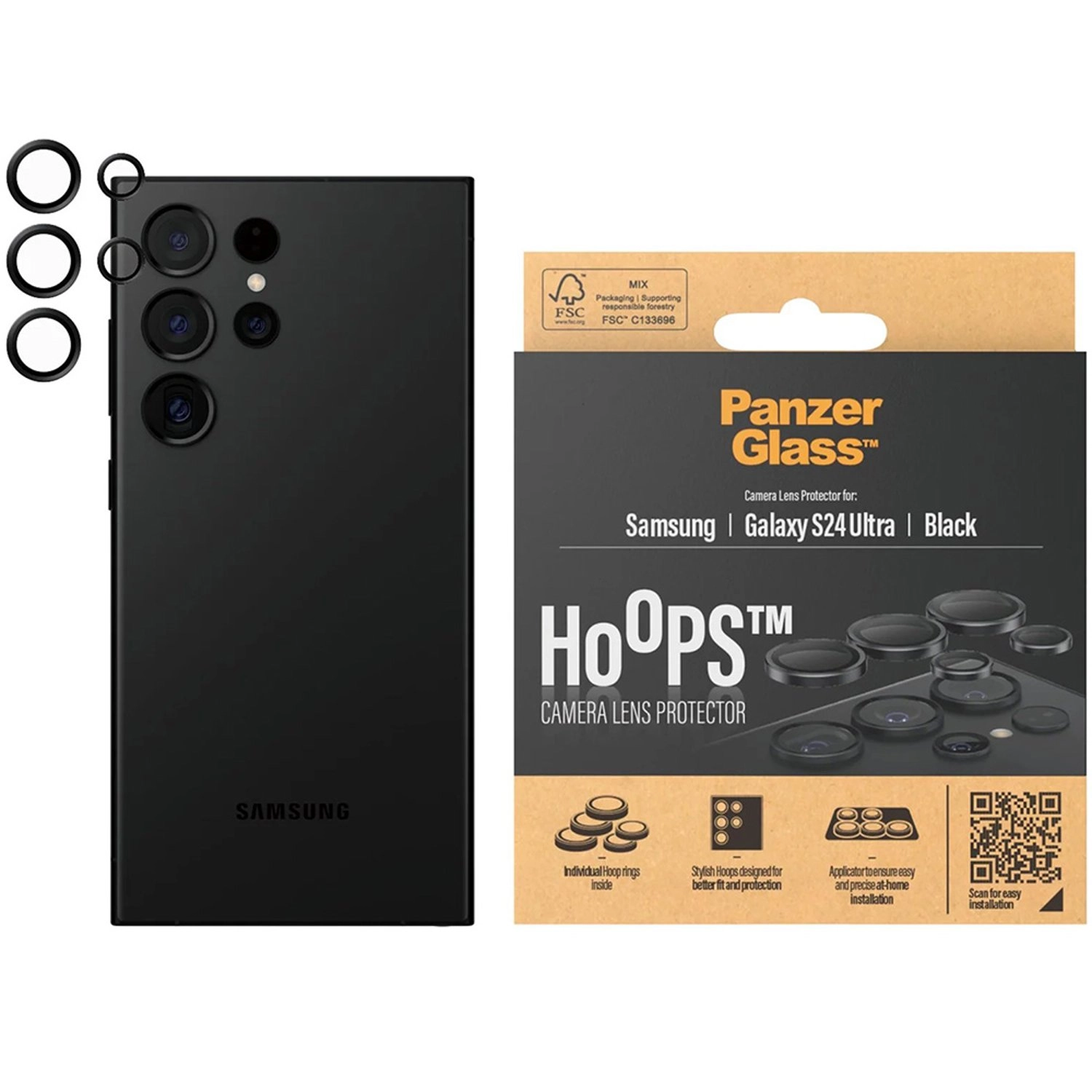 Clear Glass Camera Lens Protector for Samsung Galaxy S24 Ultra