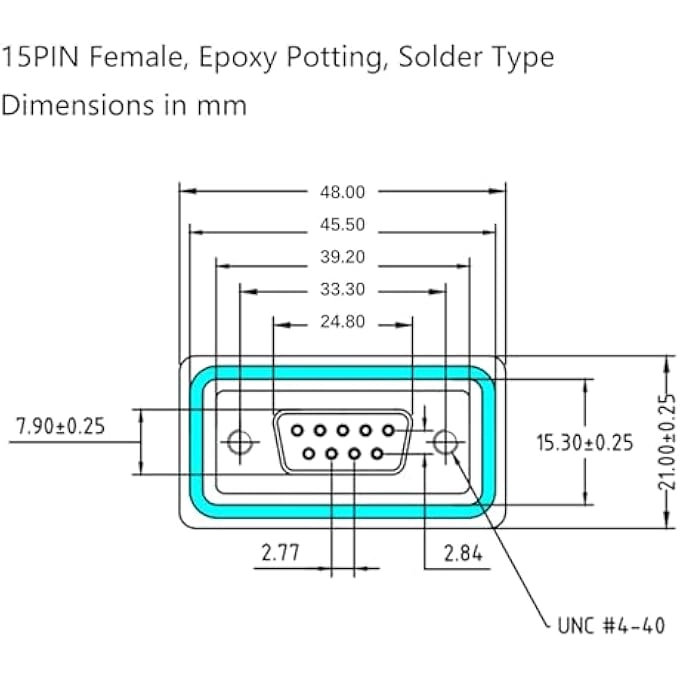 D-SUB EPOXY POTTING PLUG/SOCKET - 2PCS 2 ROW 9PIN/15PIN/25PIN/37PIN