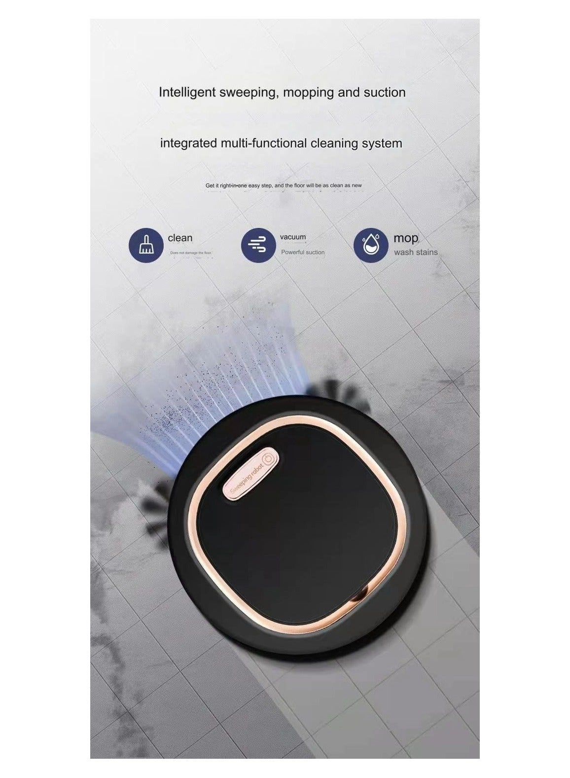 3-in-1 Robot Vacuum - With Mop Cordless USB Rechargeable