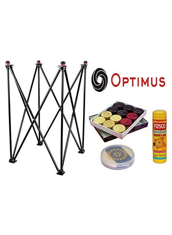 Carrom Board Stand - Hydraulic Adjustable Foldable + Carrom Coins + Carrom Disco Powder + Carrom Stricker
