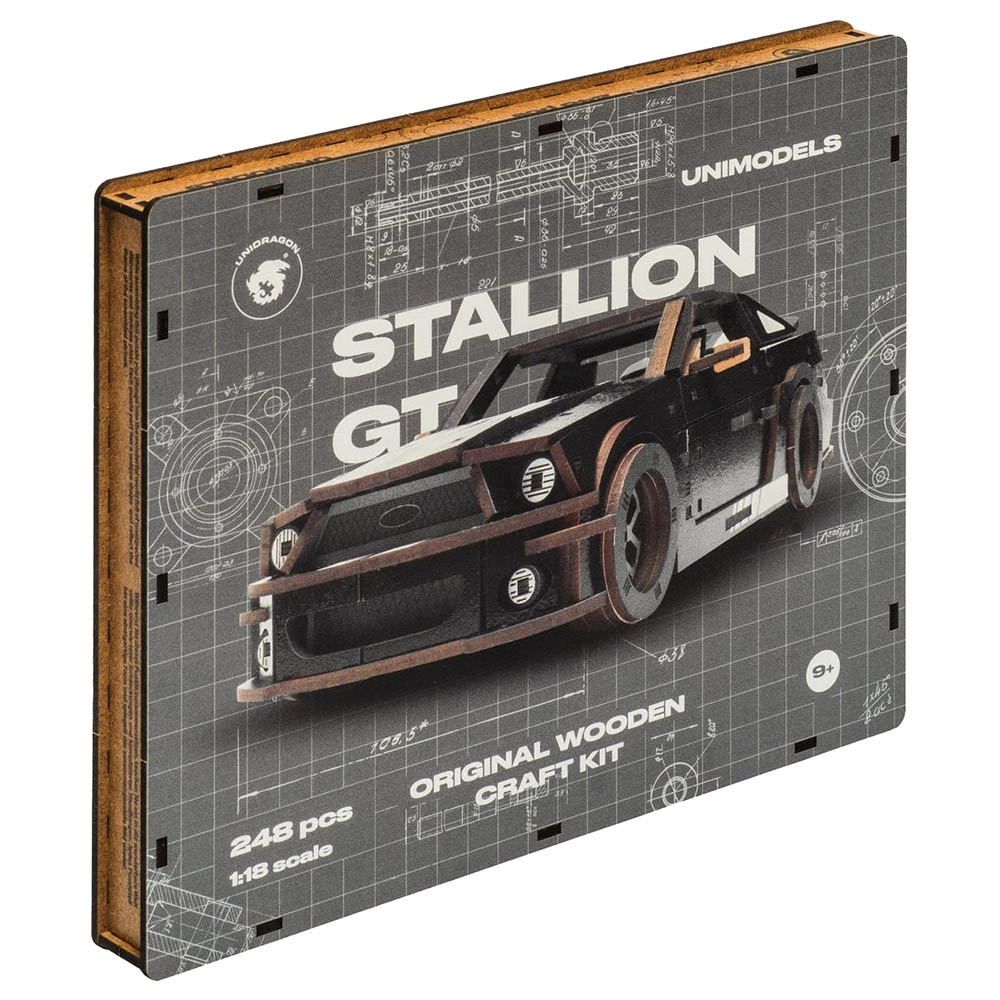 Unidragon 2-in-1 Stallion GT + Comet GTS 3D Wooden Puzzle (4107390-STALLION_GT_BLACK) - 248 pcs
