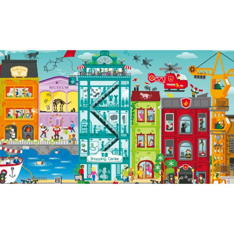 Animated City Cardboard & Puzzle Game - 4 years & above 49pcs