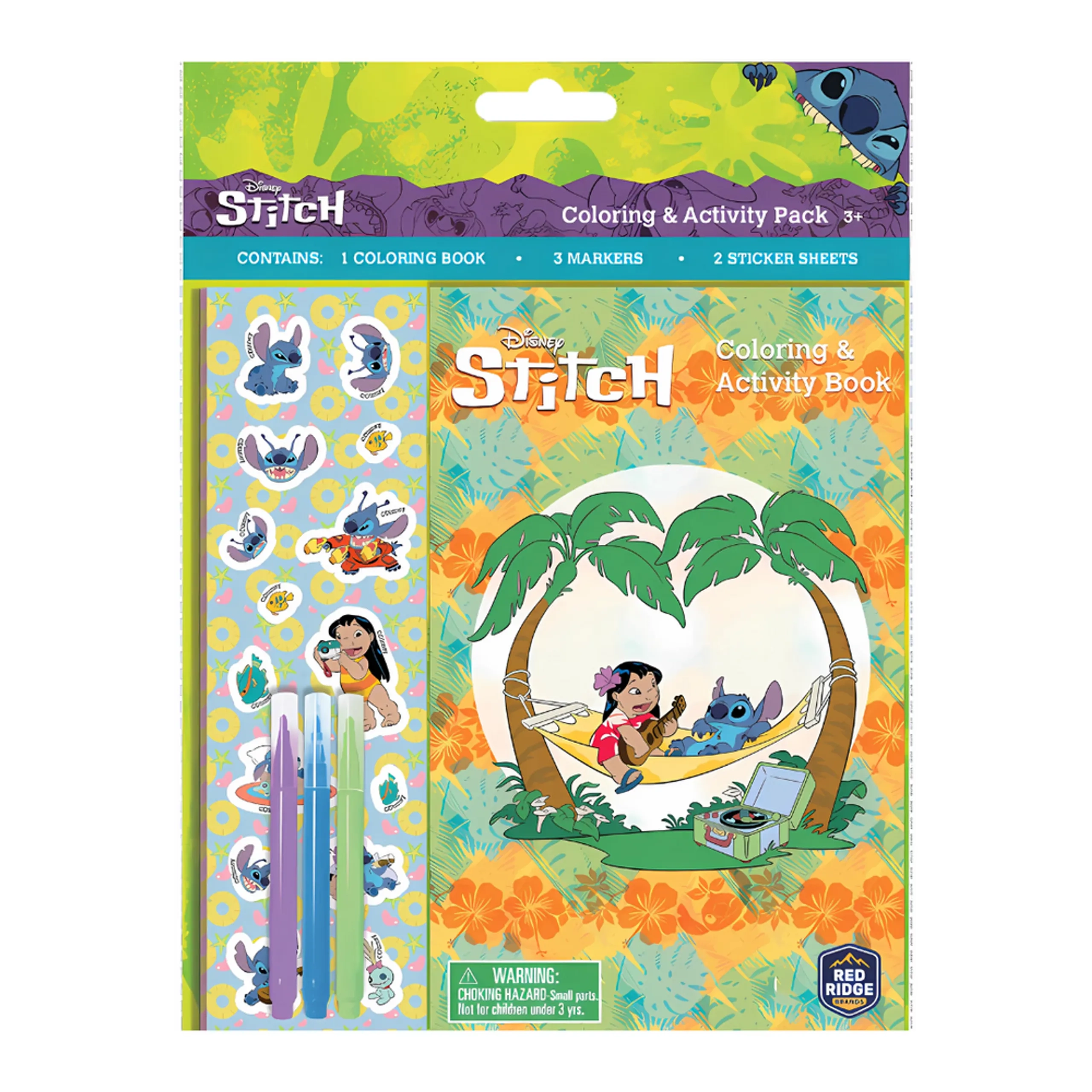 Stitch Coloring & Activity Set - 6 Pcs 3 Vibrant Markers