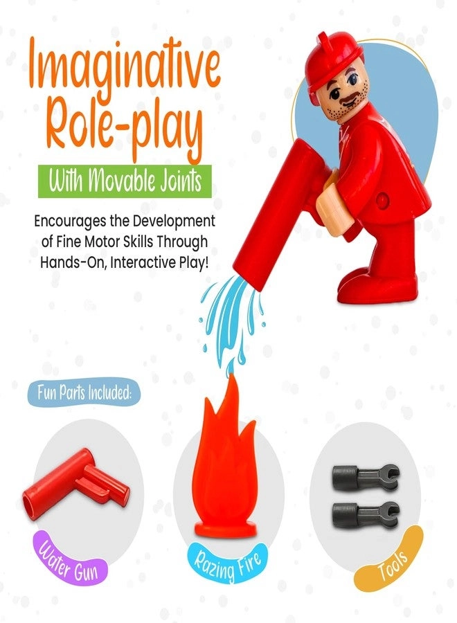 Toy People Figures - Bendable Fireman Police Construction Workers Community Helpers 10 pcs