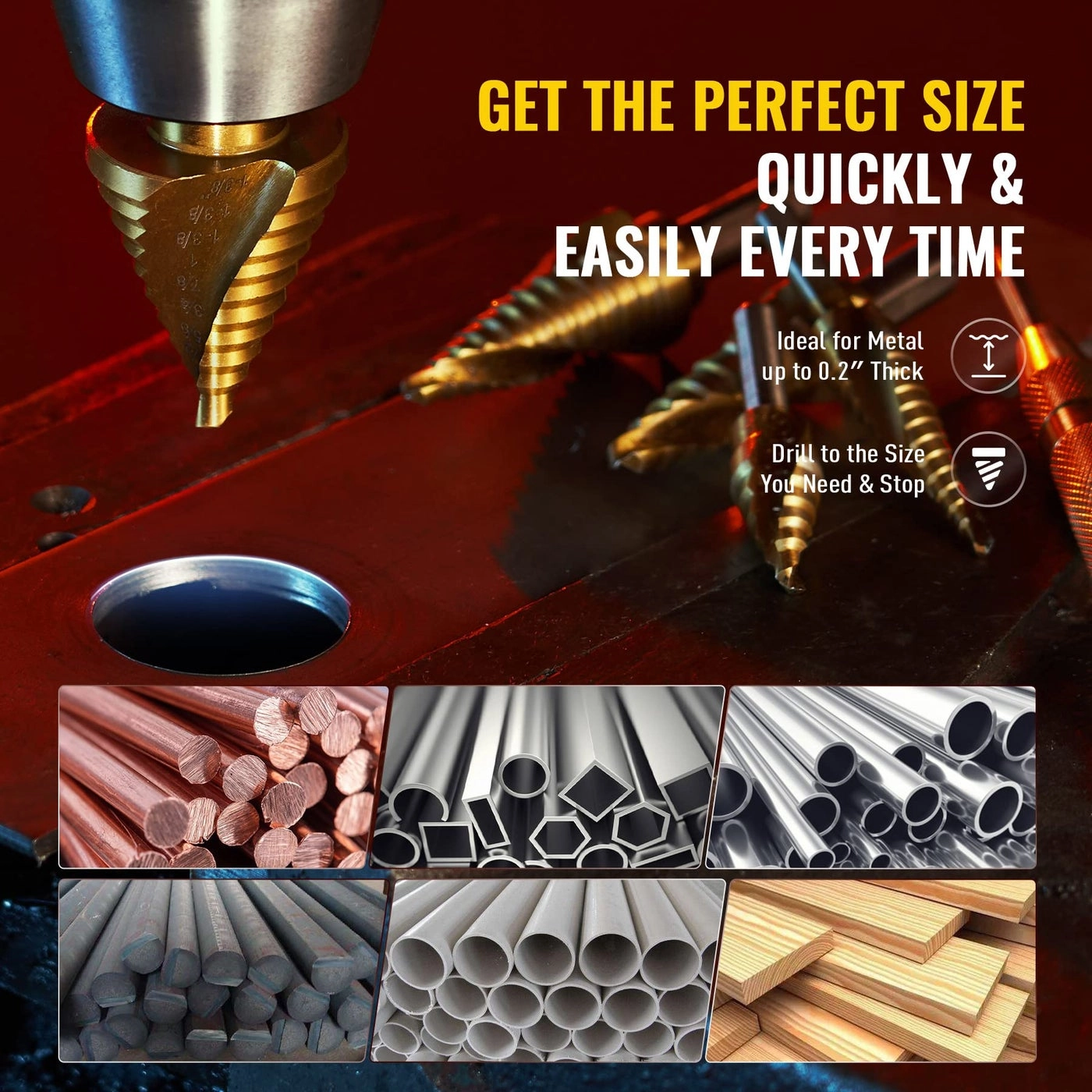 Step Drill Bit - 5PCS Titanium Spiral Grooved