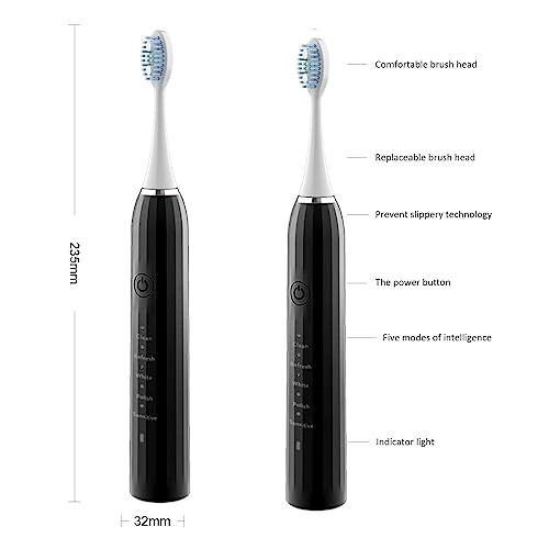 Sonic Electric Toothbrush - 43,000 vpm/min 4 Brush Heads USB Rechargeable