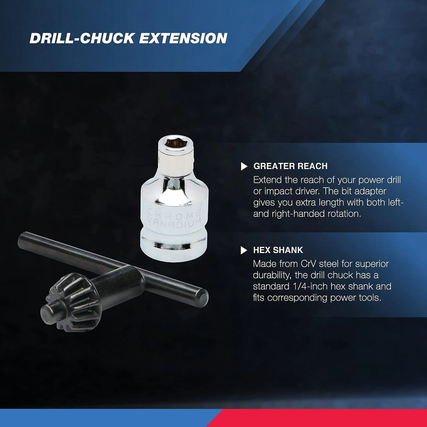 20754A - 3/8” Drill Chuck Adapter 1/4 Inch Quick Change Shank