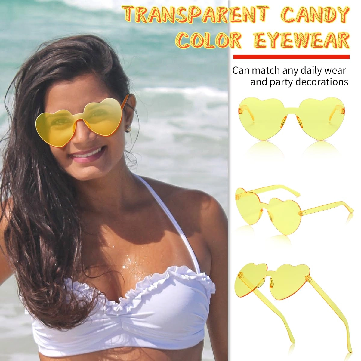 Heart Sunglasses - Transparent Pack