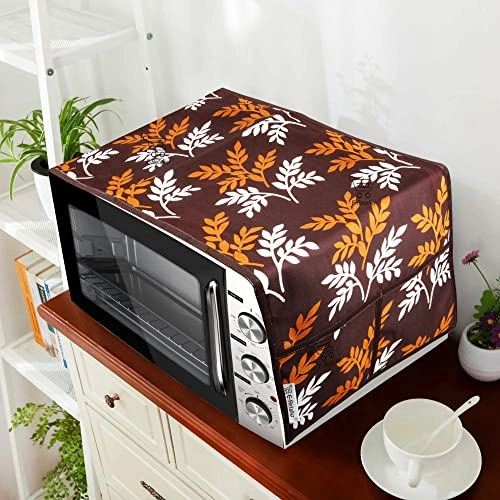 Microwave-Oven Top Cover - Polyester 3-Layered 4 Pockets Maroon