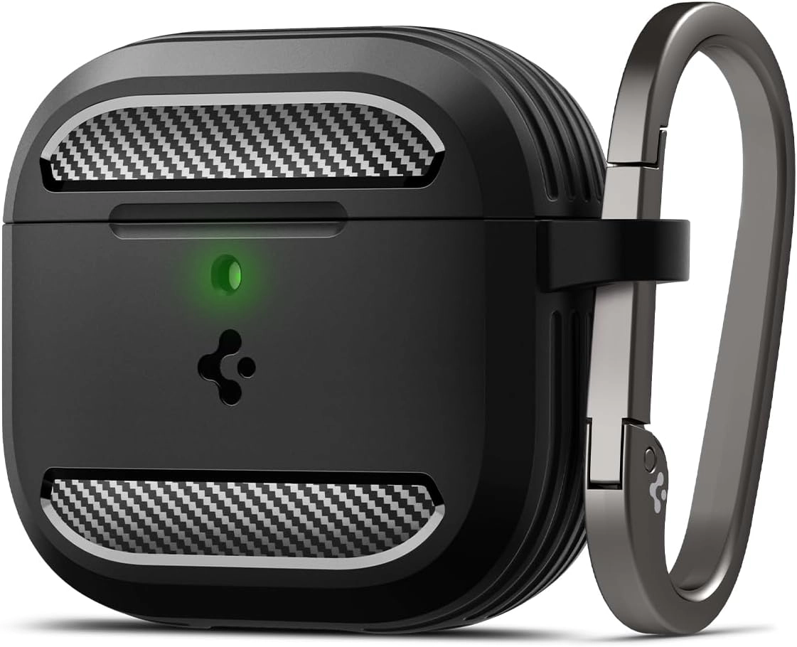 Spigen Rugged Armor - AirPods 4 Shockproof Carabiner Matte Black