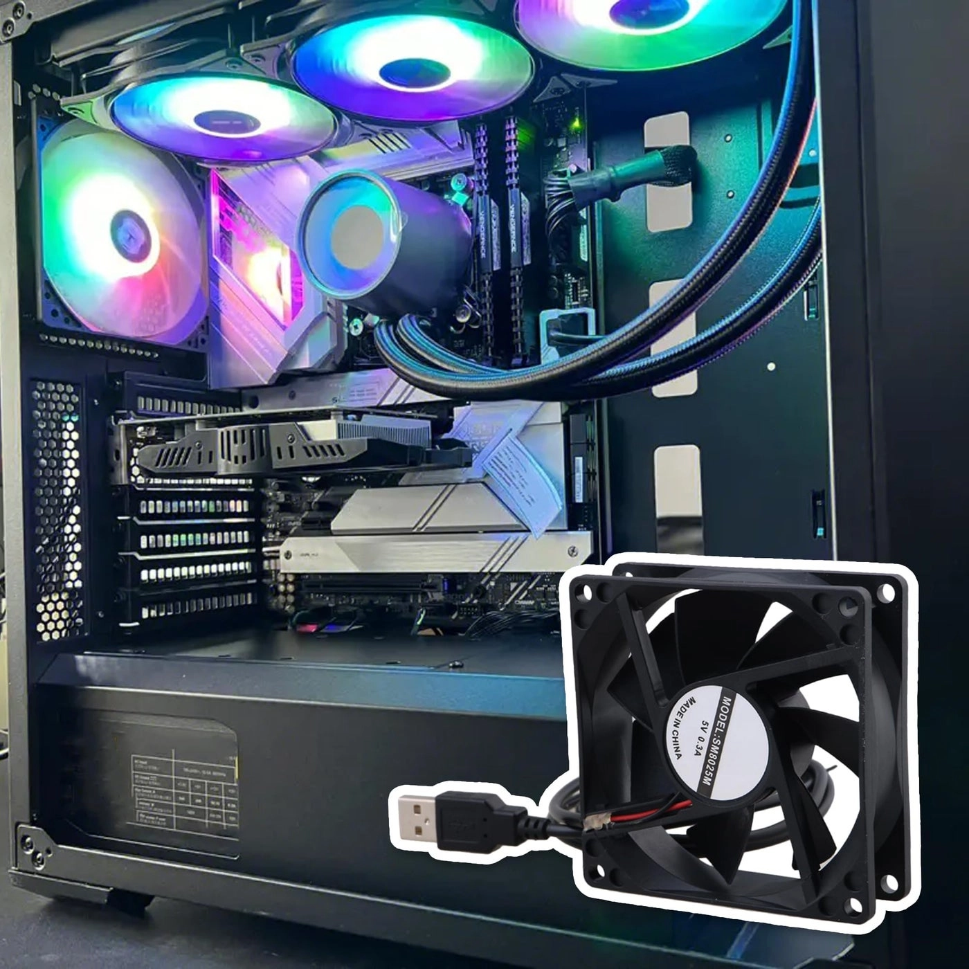 Computer Cooling Fan - 5V USB Silent Black