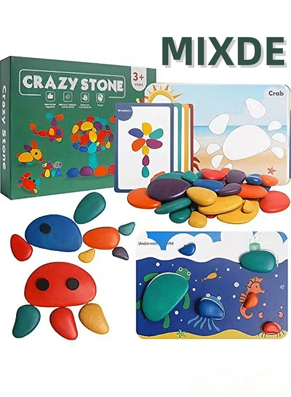 MIXDE Wooden Sorting Stacking Rocks - 3+ 36Pcs