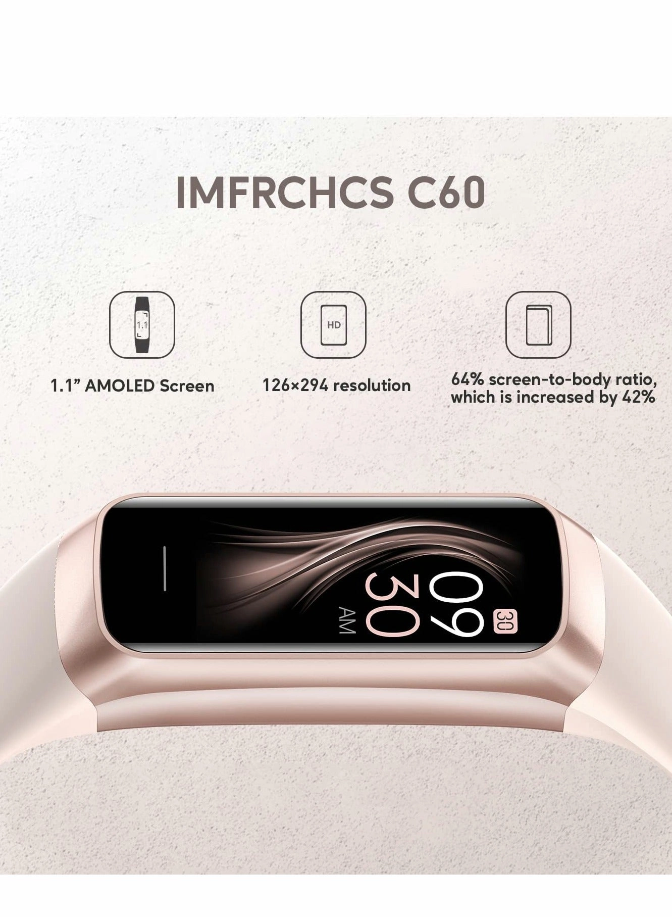 C60 - 1.10 inch AMOLED Heart Rate Monitor 5ATM