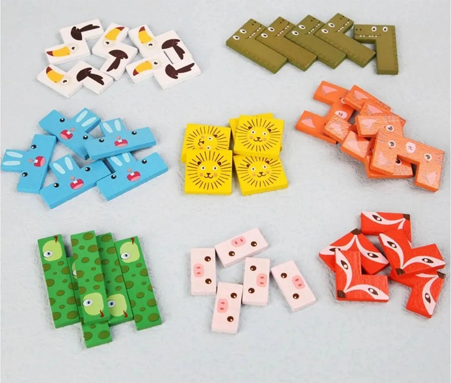2 in 1 Tetris Wooden Animal Russian Puzzle - 80 Pcs Multicolor