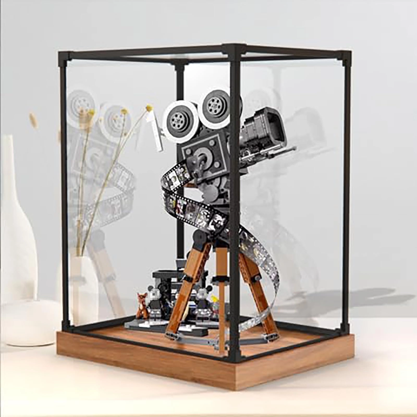 China Display Case - 30 x 20 x 40 cm Wood Grain Base